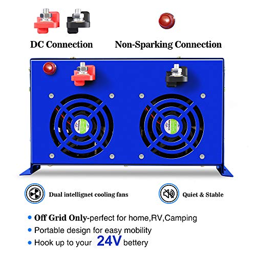 XYZ INVT 6000w Power Inverter Pure Sine Wave Inverter 24v dc to ac 110v 120v Peak 12000w Heavy Duty for Off Grid Solar Power System Home Emergency (6000w24v)