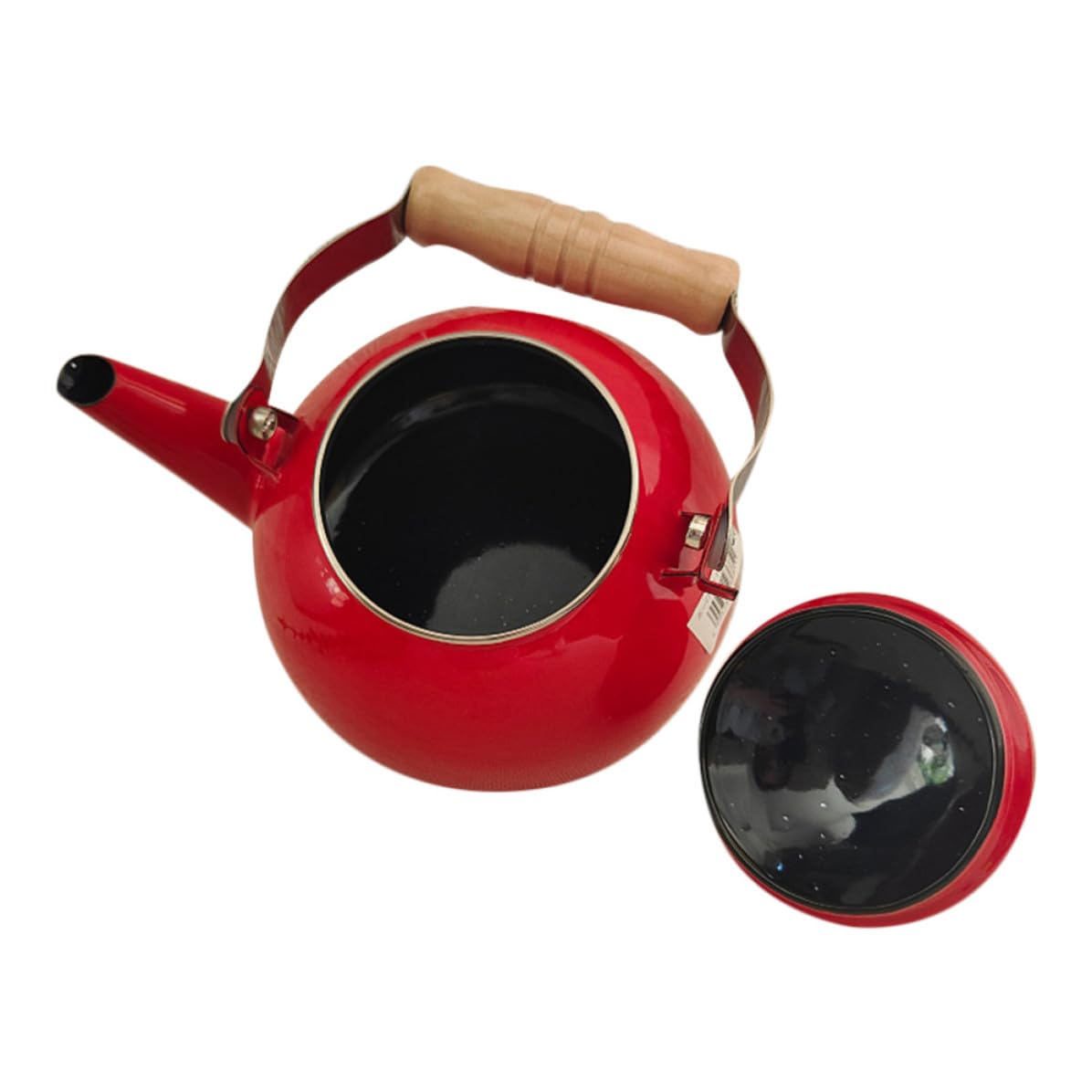 Bouilloire émaillée Toyvian rouge 1,5l cuisinière pour théière et lait chaud facile à laver