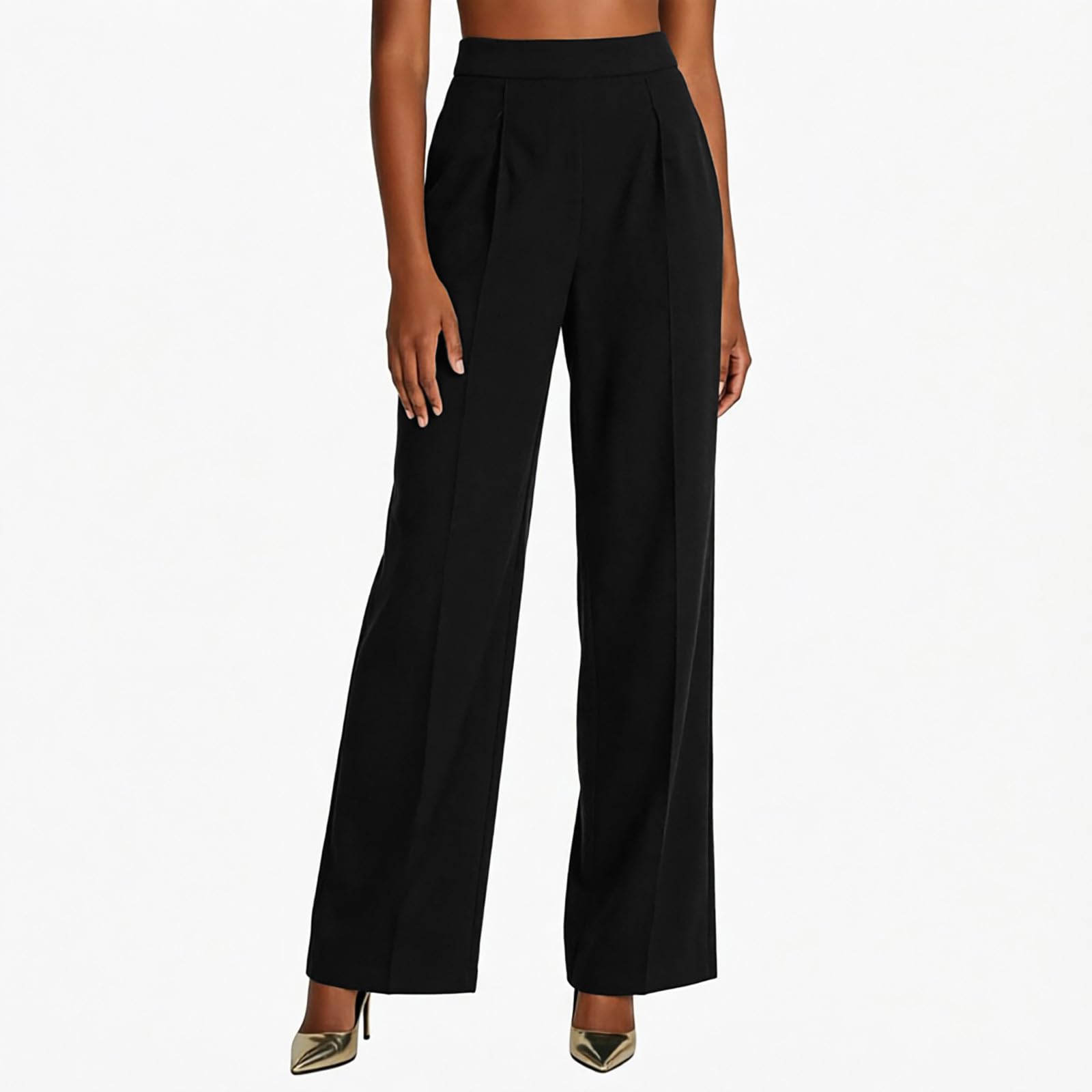 Pantalones de Traje para Mujer Pantalones Mujer Verano Cómodos Pantalon Anchos Casual Elásticos de Cintura Alta con Bolsillos Clásico Ligeros Transpirable Pantalón Oficina y Uso Casual Diario