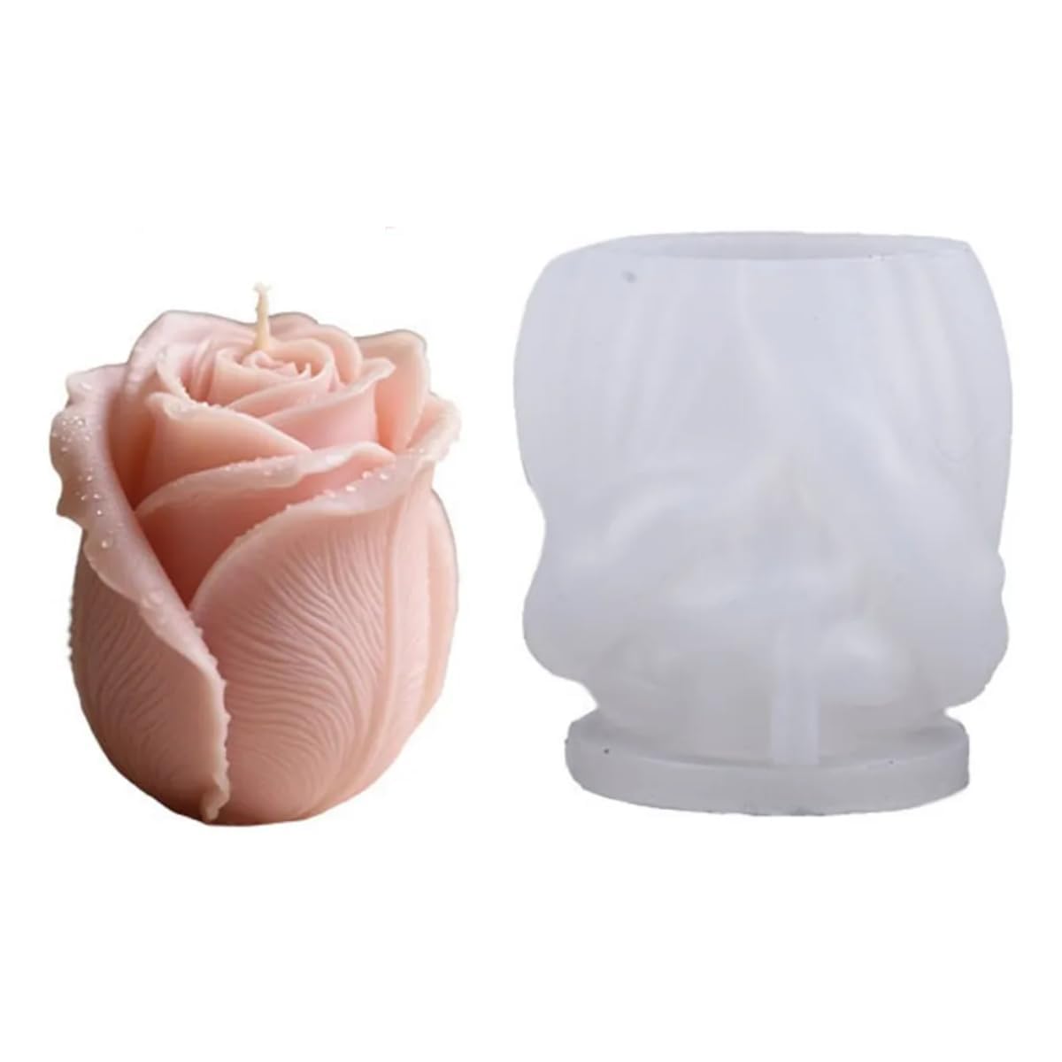 Tulip Bud Silicone Candle Mould 3D Floral Resin Casting Soap Mold for Candle Making Wax Melts DIY Resin Crafts Home Decor Candles Making Flower Candle Bouquet Cake Decoration (Pack of 1)-image-23