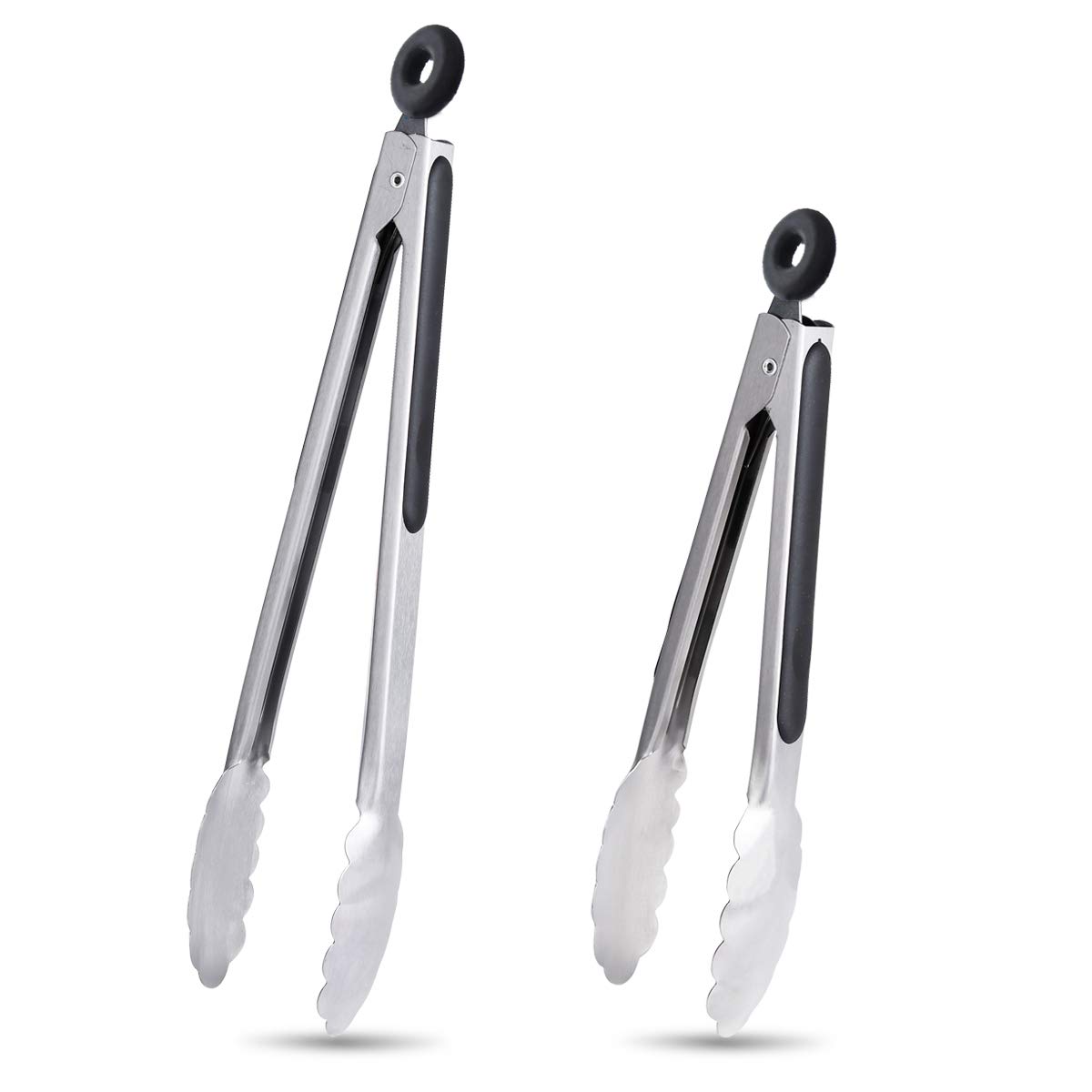 iNeiboKitchen Tongs - Pack of 2, 9" and 12" - Non-slip Locking Heat Resistant
