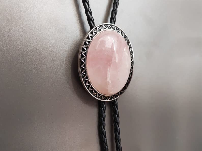 Image of Turquoise Agate Granite BOLO Tie for Men Women Leather Wedding Necklace Western Cowboy Necktie