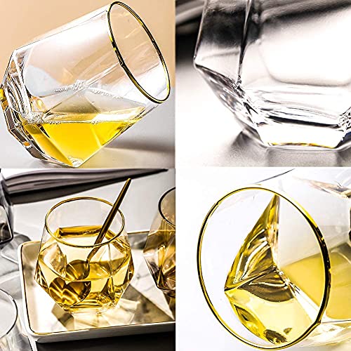 Image of Golden Rim 350 ML Water & Juice Drinking Glasses Set of 6 Vintage Glassware Set for Juice, Cocktail, Mocktail,Whisky All Beverages Everyday Uses for Gift (6, MT-21)