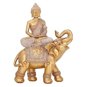 Buddha Statue for Home Decor Gold 9.25″-Elephant Buddha Statues for Zen Decor -Spiritual Décor-Feng Shui Décor-Buddha Decor for Living Room-Buda–Budda–Buddha Gift for Relaxation, Meditation or Shrine