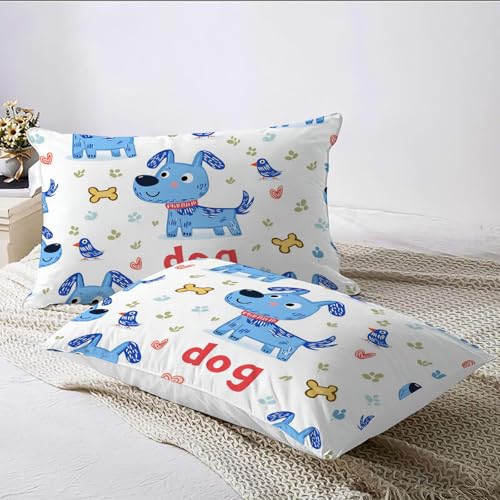 Housse de couette chiot bleu lavable et facile à repasser - 6
