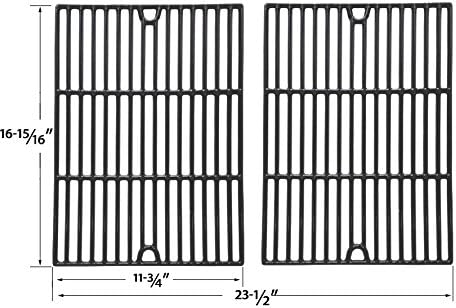Porcelain Cast Iron Cooking Grid for Grill Chef SS525-B, BBQ Pro, and Brinkmann Grill Zone 6440, Grill Zone 6650, Grill Zone 6670, Pro Series 2600 Gas Grill Models, Set of 2