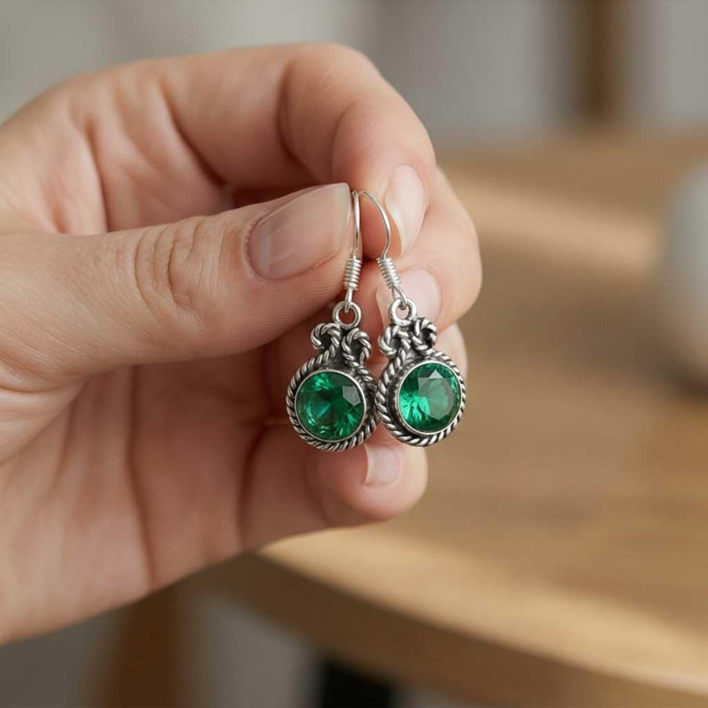 925 Sterling Silver Overlay Handmade Jewelry Round Carnelian, Rose Quartz, Turquoise, Garnet Natural Gemstone Boho Drop Dangle Earring For Women