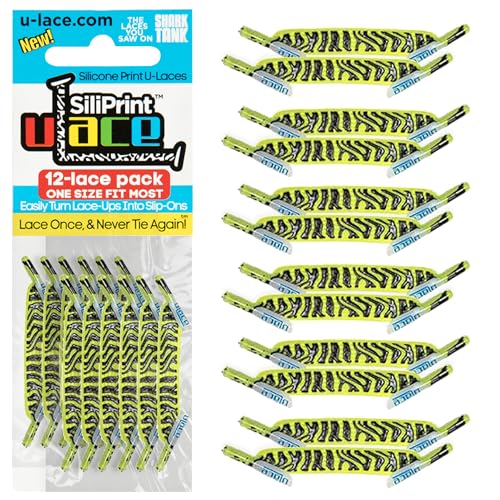 Lacets élastiques Ulace Siliprint - Neon Yellow Zebra trainers