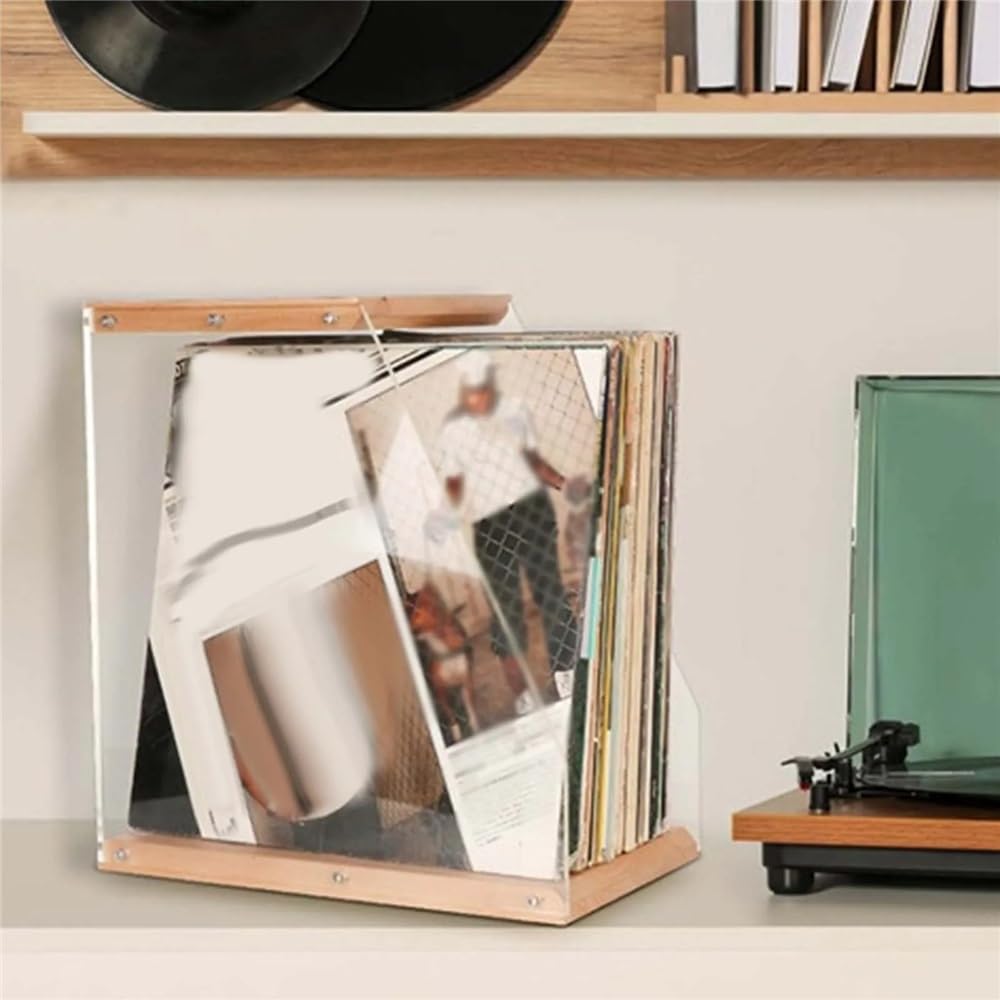 Schallplattenständer CD Storage Case Solid Wood Wooden Records Rack Display Rack Desktop Decoration for Books Magzines Home Bedroom Music Lovers Schallplatten Aufbewahrung