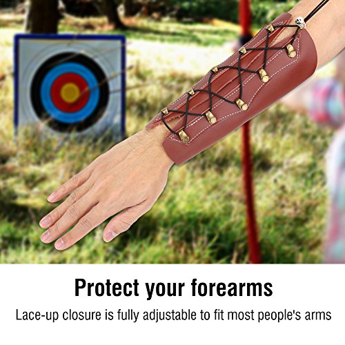 image for Tbest Leather Arm Guards Armguard for Archery Brown/Black Adult Youth 