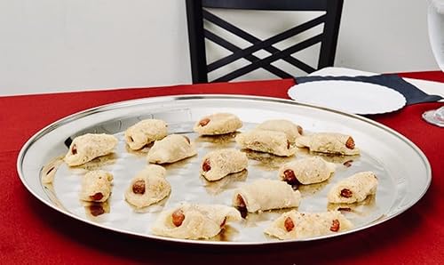 Miniatura 5 de Bandeja redonda de acero inoxidable de 16 pulgadas con patrón de remolino, bandeja para servirexhibir por Tezzorio