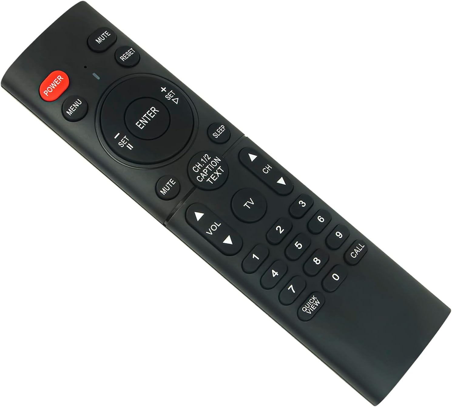 Přední view of the ZdalaMit replacement remote control, showing all buttons clearly arranged.