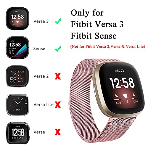 Amzpas Pulseiras compatíveis com Fitbit Versa 3/4 Fitbit Sense/Sense 2, pulseira magnética ajustável