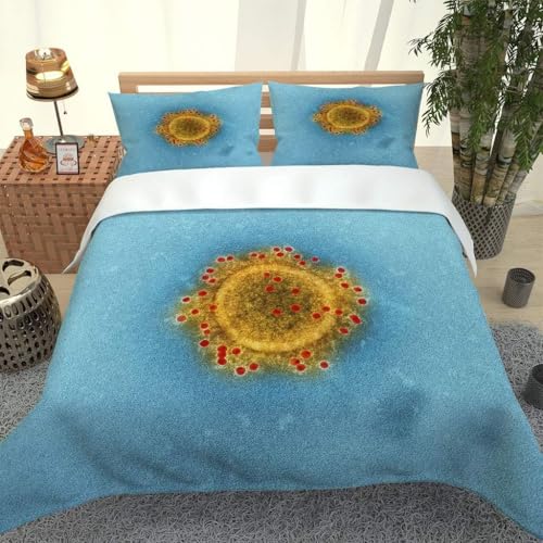 Fundas Nordica 200x200 Patrón Virus Impresión 3D Funda Edredon Arte Científico 3 Piezas Funda Nórdica Microfibra con Cremallera y 2 Fundas Almohada 50x75 1401-D