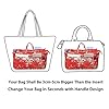IGNPION Printed Insert Handbag Purse Organiser 13 Pockets Expandable Liner Bag Pouch Zipper Closure Tote Organiser Diaper Bag Insert with Handle (Red Flower #5