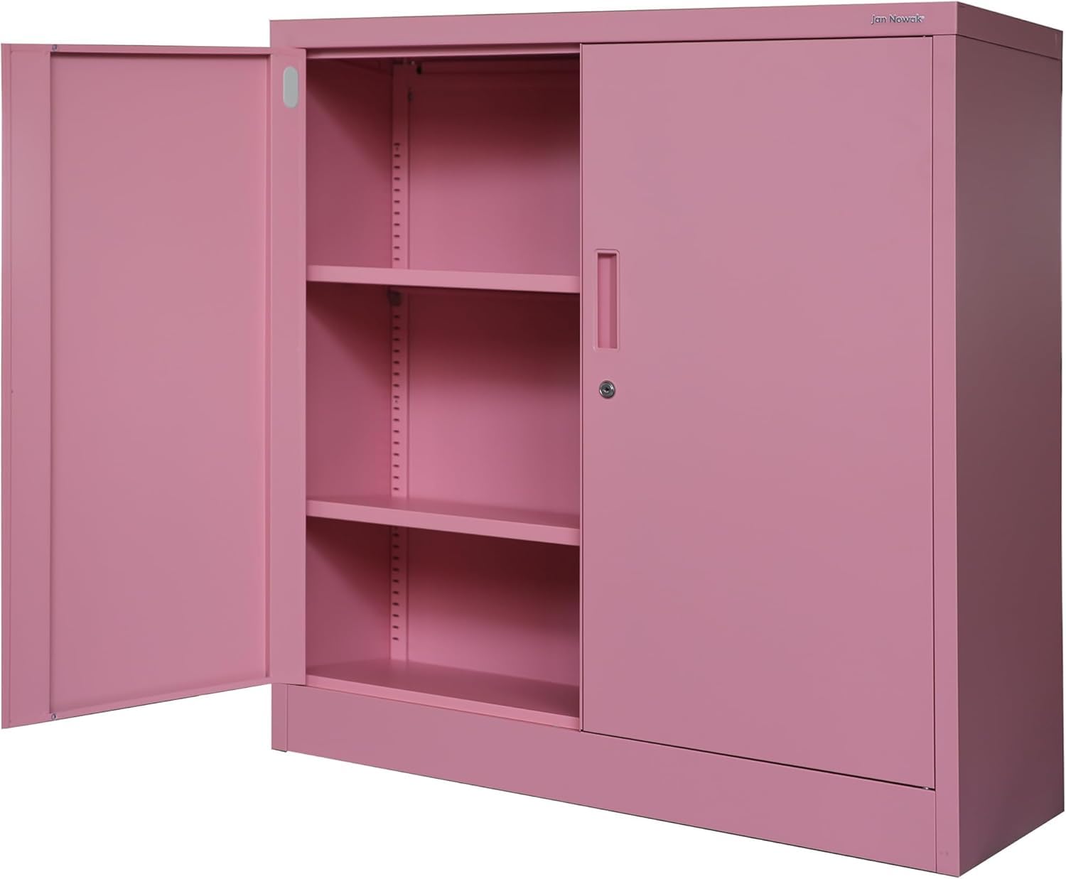 Jan Nowak Armadio da Ufficio C001B Archivio per Officina in Metallo Verniciato a polvere Chiudibile 92,5 cm x 90 cm x 40 cm (Rosa)