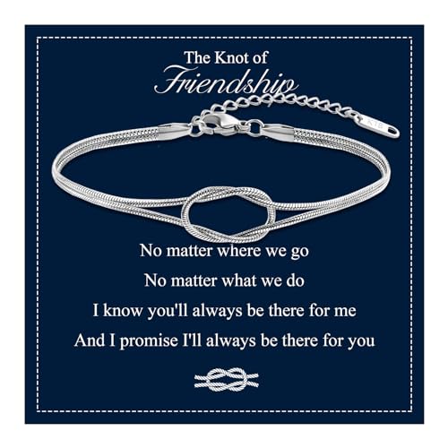 QianSiLi Mother Daughter Best Friend Love Knot Bracelet Snake Chain Infinity Bracelets for Women Friendship Birthday Valentine's Day Christmas Gifts for Daughter Friend Women Her - Main Image