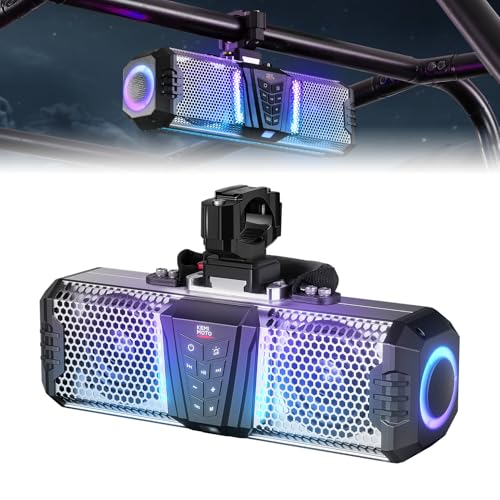 KEMIMOTO Midnight S40B - Barra de sonido UTV de 16 pulgadas, resistente al agua, IP66, luces multicolores, barra de sonido construida en metal, Bluetooth, para UTV, ATV, carrito de golf, barco, se