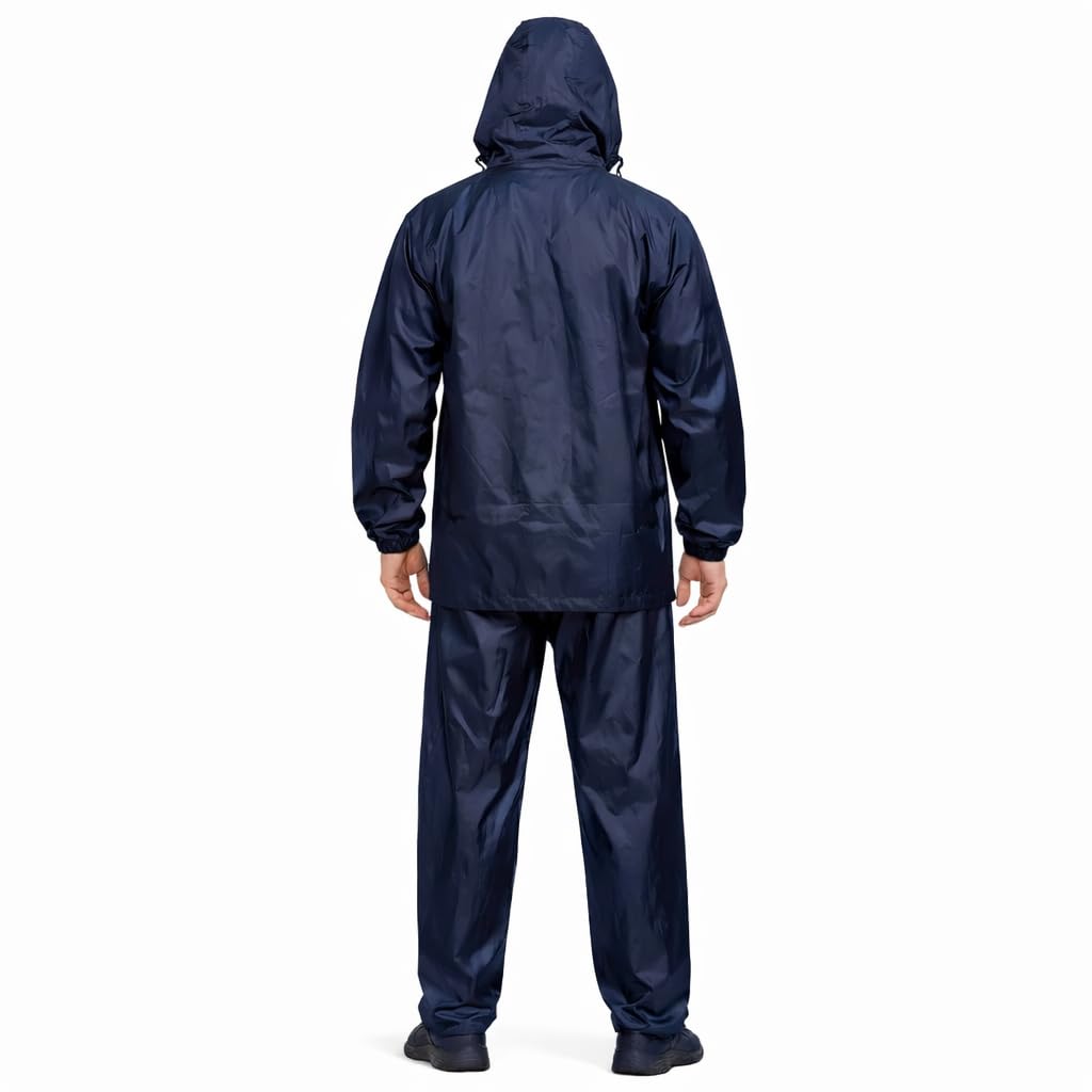 Cool Dealzz Men's Hooded Raincoat Set Waterproof | Jacket Pant Rain Suit | Lightweight | Navy Blue