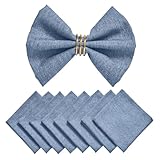 HomeJoy Cloth Napkin Set of 8 Square Washable Reusable Linen Fabric Polyester for Kitchen Dinner Dining Restaurants Wedding Party Banquet Table(Denim Blue/17x17 Inch)
