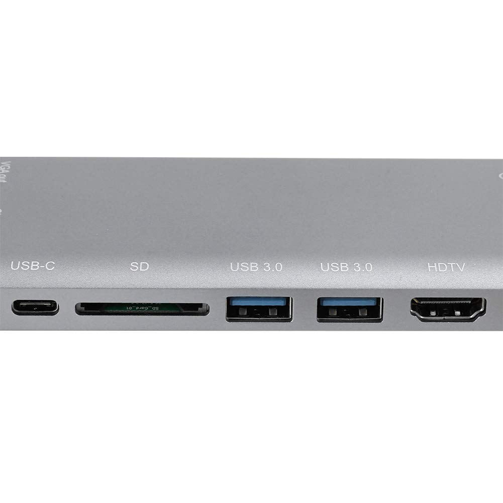 Docking station di tipo C, hub USB C 8 in 1, docking station per notebook con porta o, hub USB 3.0 in alluminio per laptop, supporta uscita video UHD 4K e Gigabit Ethernet
