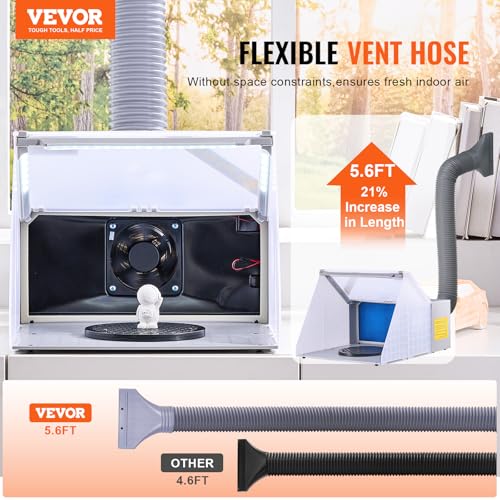 Image of VEVOR Airbrush Spray Booth, Portable Hobby Airbrush Paint Spray Booth Kit with LED Lights, Exhaust Fan and Exhaust Extension Hose, Airbrush Paint Booth for Painting Models, Arts, Crafts, Cakes