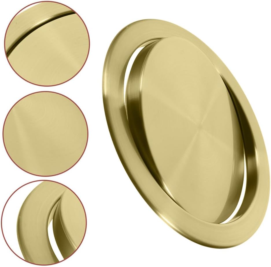 Modern Built-in Countertop Trash Can Lid, Brushed Stainless Steel Garbage Bin Cover, Space-Saving Design Waste Chute Cover for Bathroom Restroom,Gold,228,Rose Gold-228mm(Gold-252mm