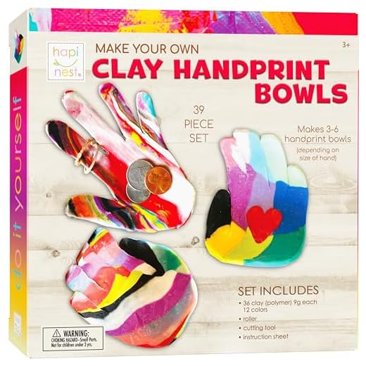 Hapinest Make Your Own Clay Handprint Bowls Craft Kit for Kids Boys and Girls Ages 6 Years and Up