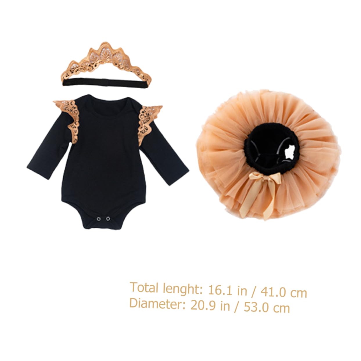 Didiseaon Set of Baby Girls Headband Suit Black Long Sleeve Stylish Dress for Girls