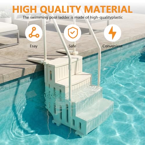 Escalera para piscina resistente con pasamanos, 4 escalones, 27.5 in ancho x 78 in alto miniatura 3