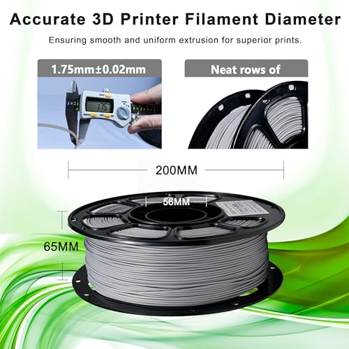 Image of iBOSS Matte PLA Plus Filament, Gray 1.75mm 1kg 3D Printing Filament, Neatly Wound PLA+ Matte Gray Filament, Fits Most FDM 3D Printers, 1kg Spool (2.2lbs)