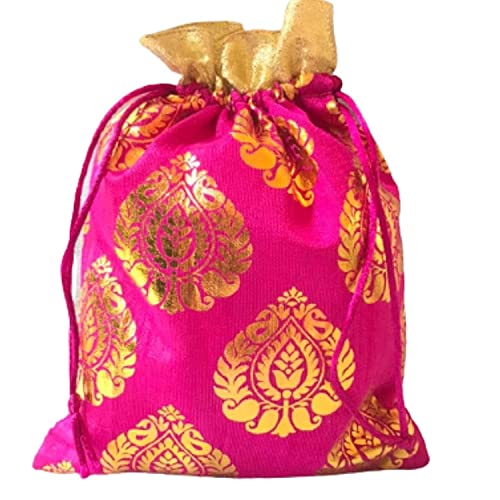 Image of Designer Fabric Potli Batwa Bag Bridal Purse Women handbag Shagun Pouch Return Gifts MultiColor