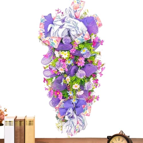 Corona de la Puerta de Entrada de Pascua - Swag Floral Primavera con Flores Artificiales, Diseño Vibrante | Bienvenida decorativa Garland para la pared, entrada a casa y celebración estacional de la