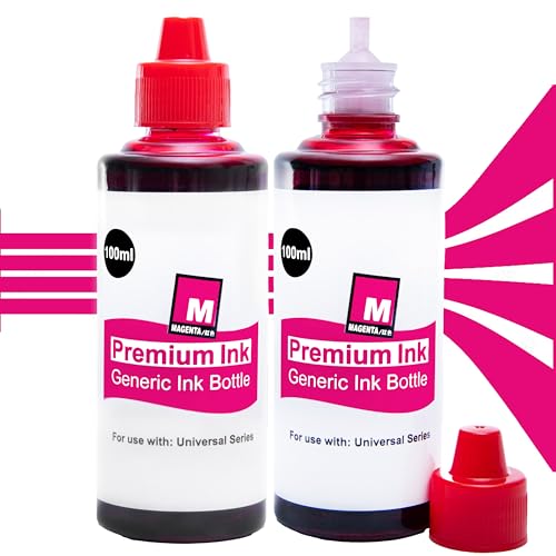 Drucker Tinte Universelle Nachfülltinte für Canon, HP Brother Epson Druckertinte CMYK Hochwertige Druckqualität (2 x Magenta)