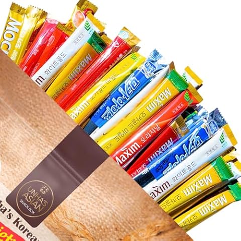 Instant Coffee Mix Packets Single Serve - Korean Variety Coffee Sampler 30 Sticks of 5 Different Flavors, Maxim Mocha, White Mocha, Original Maxim French Café (Variety 30 Pack) Cover