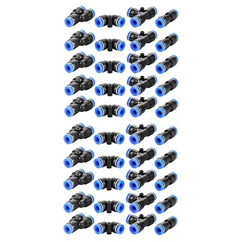 Air Hose Pneumatic Push Connector, Pneumatic Quick Fittings, Pneumatic Connector, Air Push Quick Fittings(1/4 Inch), 40 Plastic Connectors, Straight / Elbow Union/ Y Union/ Tee Union Connectors Cover