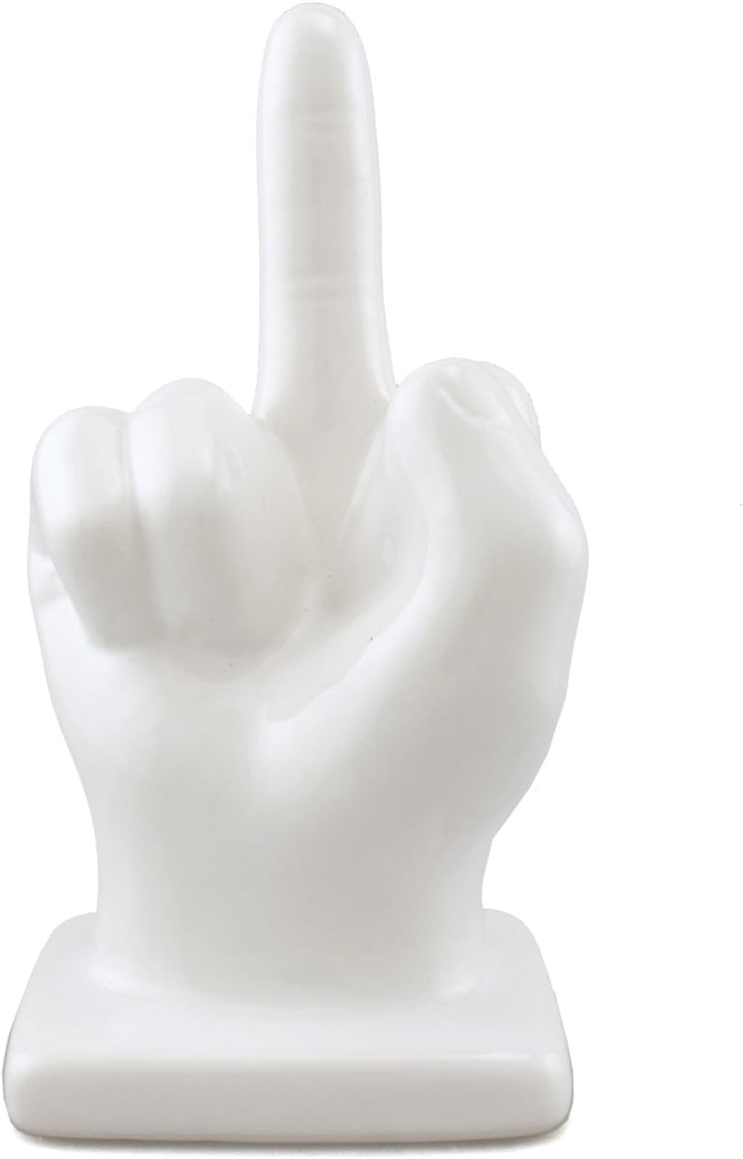 White Ceramic Middle Finger Statuette