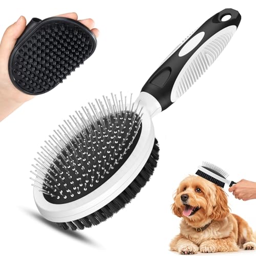 2PCS Pet Grooming Tools - Double-Sided Brush for Shedding and