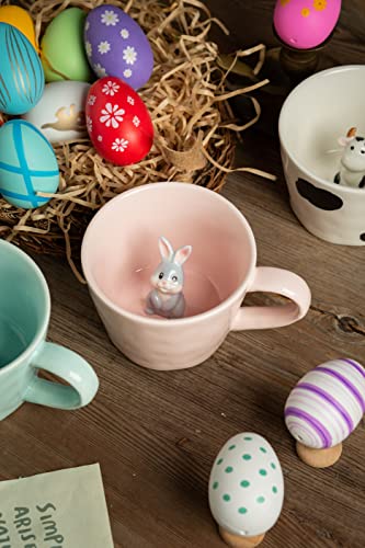 Image of DIHOclub Rabbit Ceramic Cup Hidden Animal Inside Mug (Pink)
