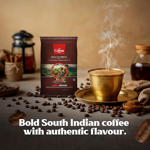 Image of Cothas Deccan Brew Strong Filter Coffee Powder | Roasted & Blended Signature Mix of 53% Coffee & 47% Chicory | Traditional South Indian | Rich Aroma & Strong Taste | 100g Pack