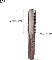 Vista 2 de uxcell Métrico M8 Rosca 1 paso 3 flautas rectas H2 herramienta de aleación de acero inferior y tornillo cónico Juego de roscas para reparar 1 par