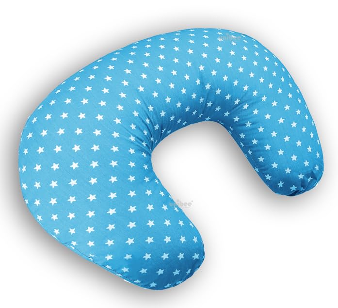 UNIBEE 6 in 1 Cotton Baby Nursing Breastfeeding Pillow with Removable Cover (0-2Years) (Blue)