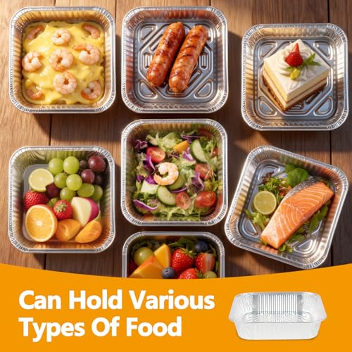 Image of 8x8 Thickened Aluminum Foil Pans, 20Pack Disposable Aluminum Pans with Lids for Roasting, Baking, Cooking, Food Prep, Chafing, Steam Table, Oven, Cake, and Party Catering.