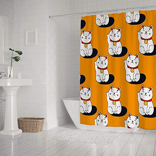 Rideau de douche polyester Maneki Neko pour stopper les éclaboussures