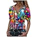 MEITING Bluse Damen T-Shirt Sommer Kurzarm Oberteile Sweatshirts Mit Diamant Motiv Kurzarm Pullover Teenager Mädchen V-Ausschnitt Mode Classic Casual Shirt Tunika Hemd Tops Locker Alltag Sport Shirts
