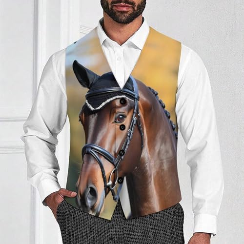 Riding Horse Men's Formal Suit Vest for Business Formal Or Casual Dress Waistcoat Wedding2