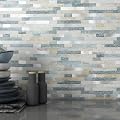 MOFIT 3D Stone Brick Backsplash Tile for Kitchen Peel and Stick Self-Adhesive Wall Tile,Marble Linear Mosaic Tiles Stickers Bathroom Wall Panels Fireplace Vanity (Blue Green Gray,10sheets)