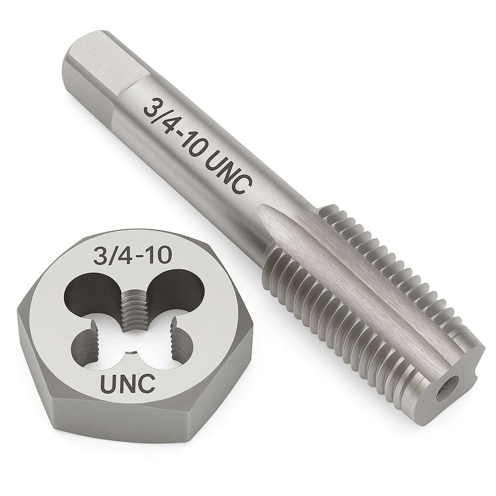 Yamesh 3/4"-10 Thread Tap and Die Set HSS Tap with GCr15 Alloy Steel Hex Die Right Hand Thread Repair Tool for Metalworking and Machinery