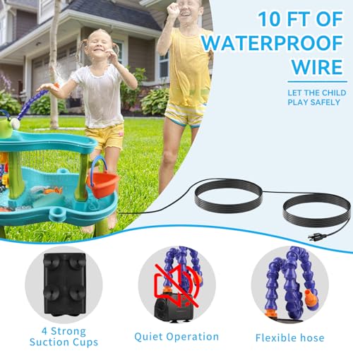 Pitjeck Water Table Pump,Water Table Accessories, 10 FT of Waterproof Wire,Summer Outdoor Splash Table Toys for Kids