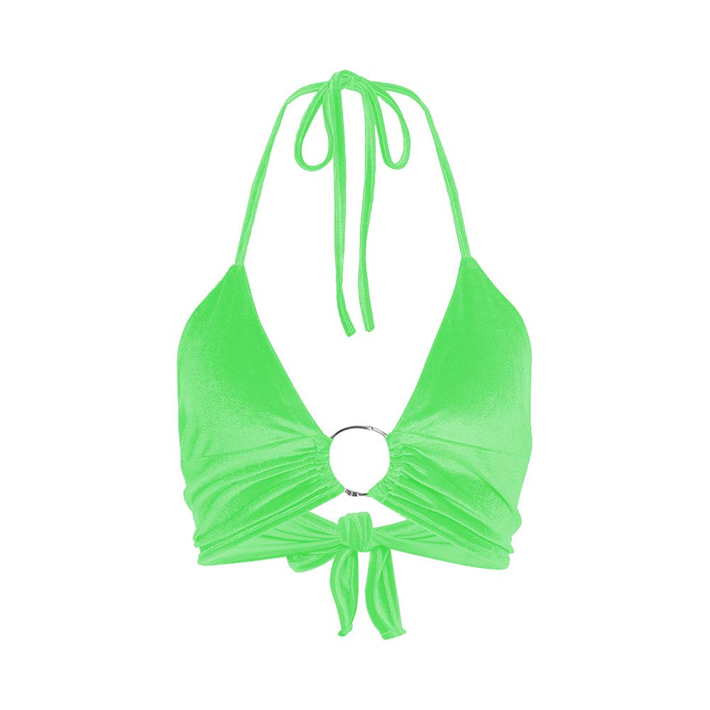 Women Halter Backless Crop Tops Streetwear Club Patchwork Camisole